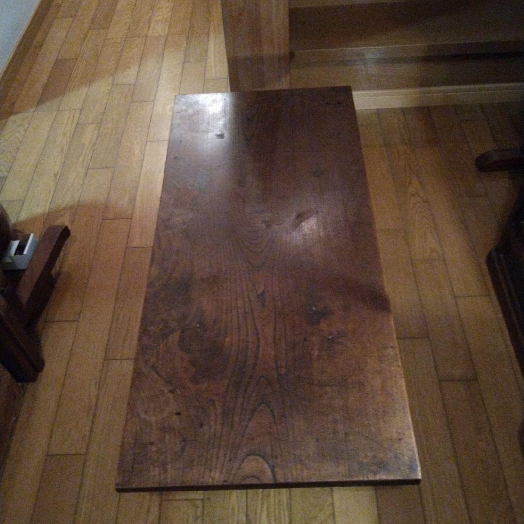 寺子屋机　総欅造り　玉杢　江戸時代　象嵌あり