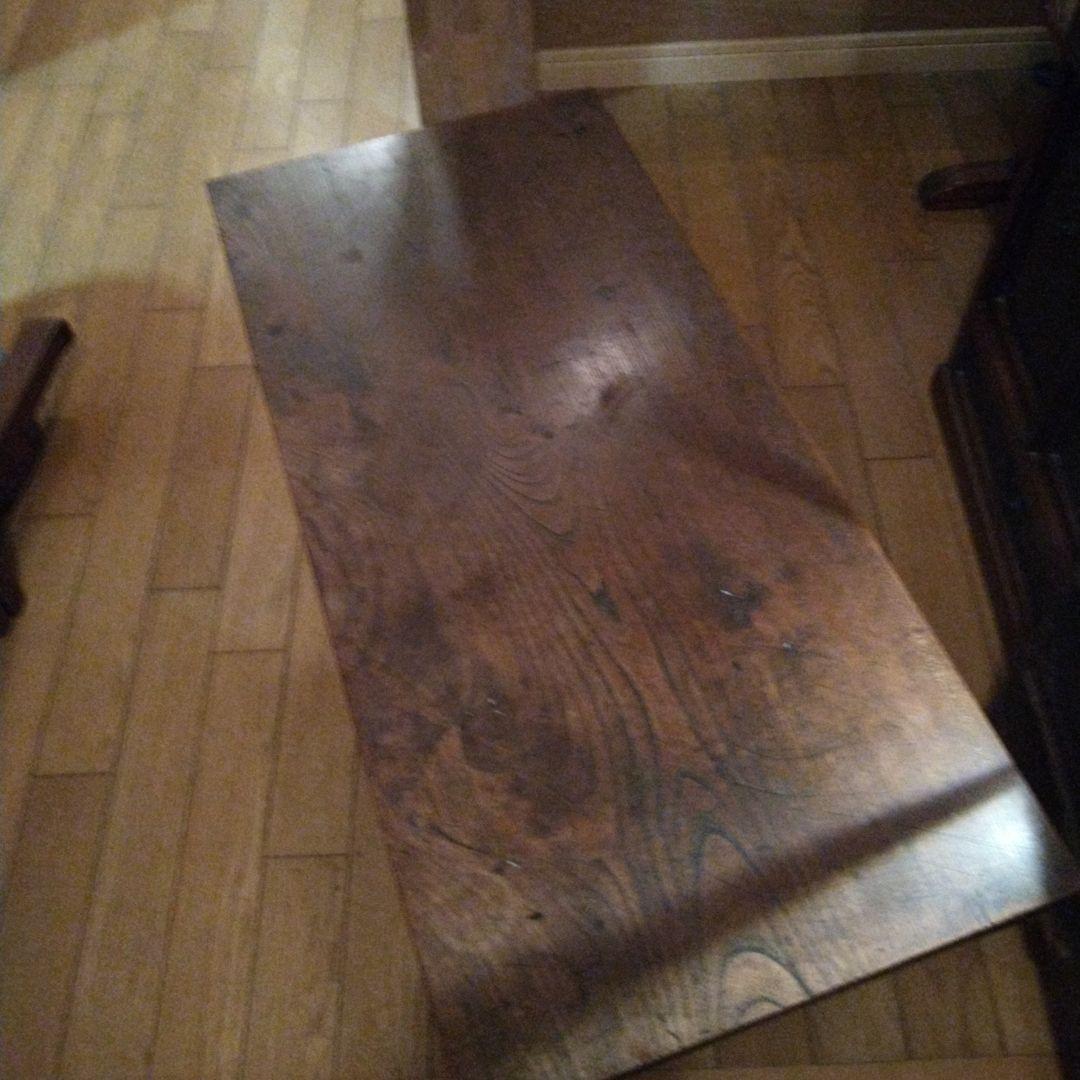 寺子屋机　総欅造り　玉杢　江戸時代　象嵌あり