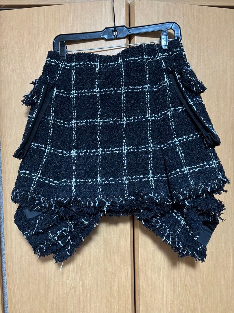 sacai スカート 白黒　ツィード　巻きスカート