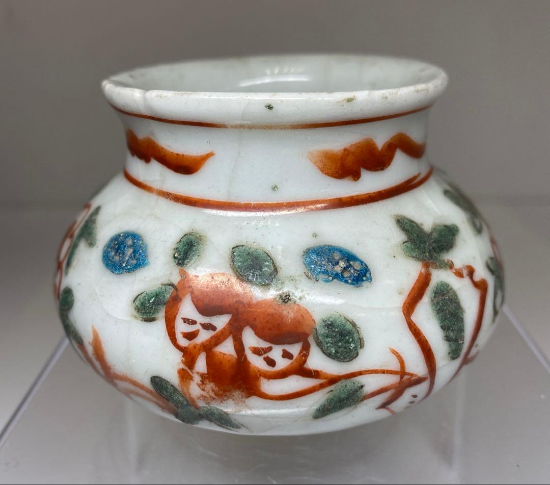 中国明時代　呉州赤絵小壺　幅約9㎝　東Y7-0331☆2Fタルチ