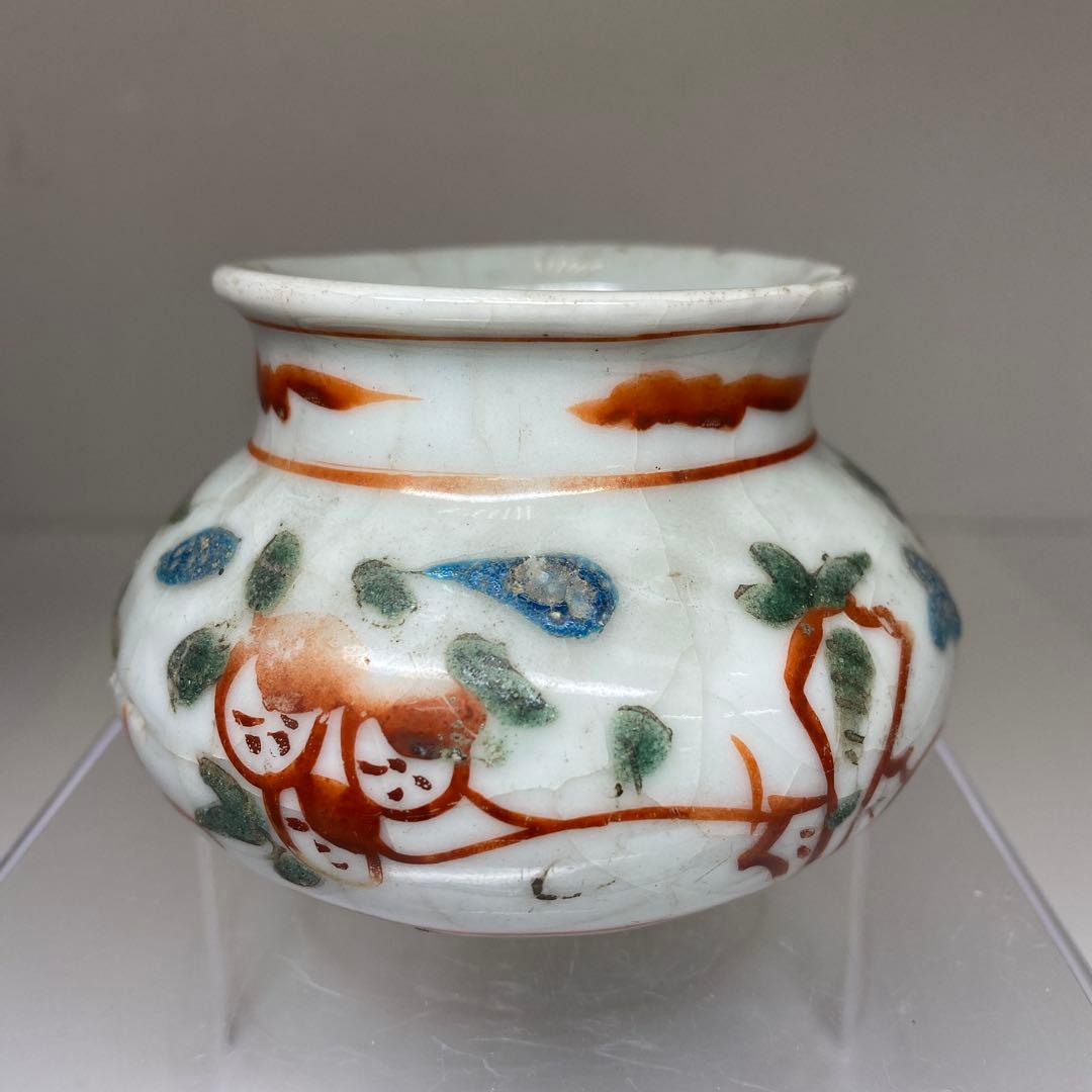 中国明時代　呉州赤絵小壺　幅約9㎝　東Y7-0331☆2Fタルチ