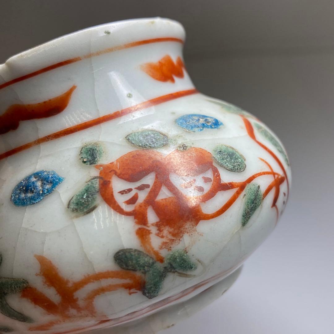 中国明時代　呉州赤絵小壺　幅約9㎝　東Y7-0331☆2Fタルチ