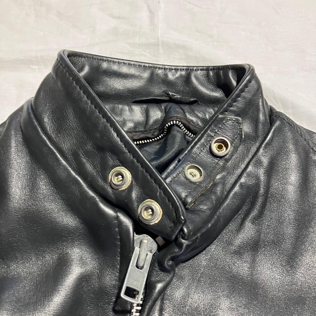 Schott スタンドカラー シングルライダースジャケット ブラック レザー