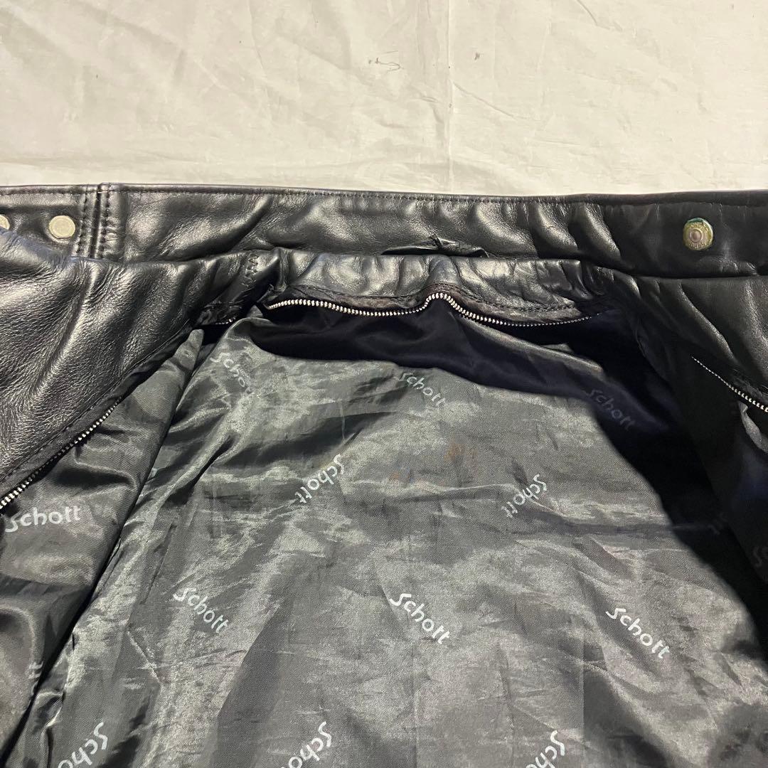 Schott スタンドカラー シングルライダースジャケット ブラック レザー