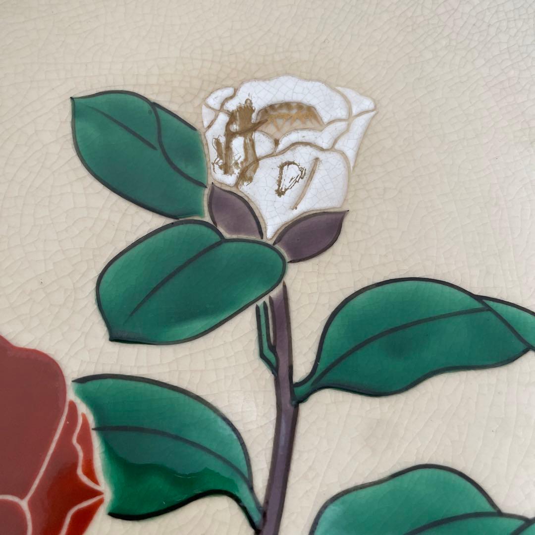 清水焼　大皿　椿　飾皿