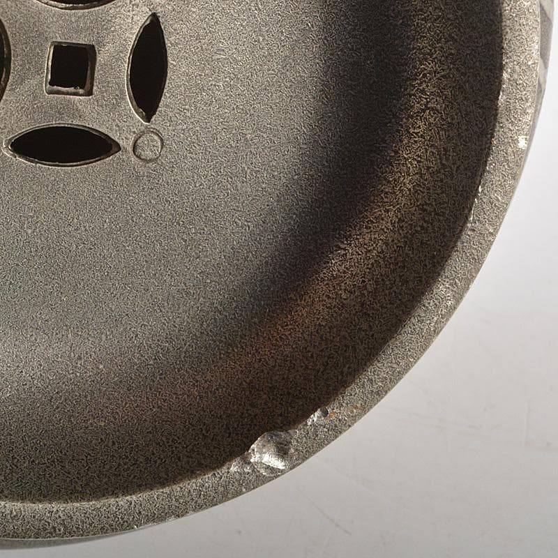 煎茶道具　 間村自造　錫製　文字文　茶こぼし　約269g　V　R7017