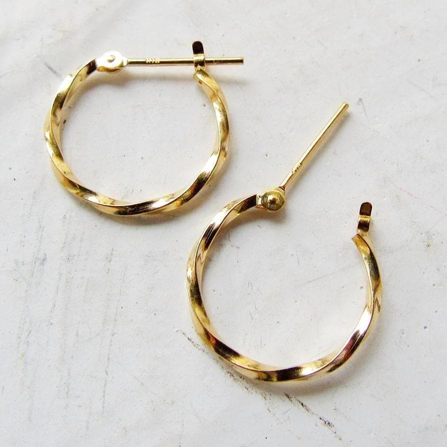 18k フープピアス フープ ピアス ゴールド 18金 k18 ツイスト 刻印