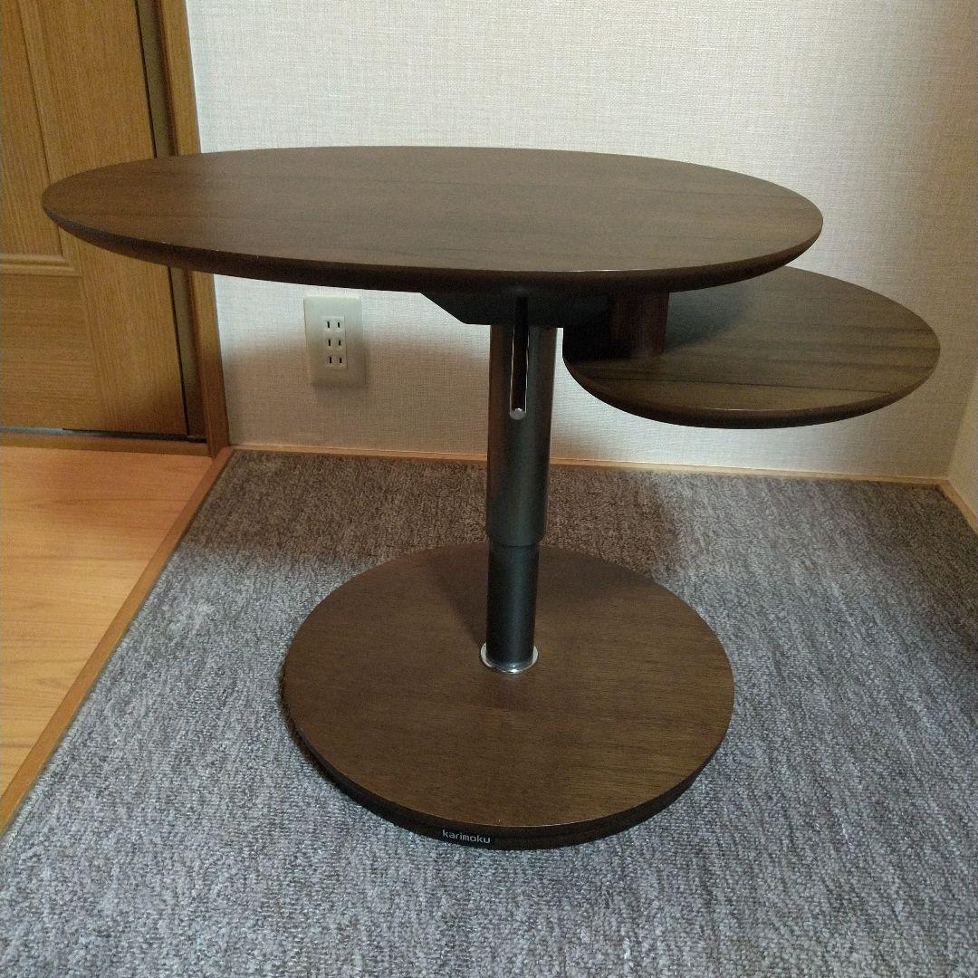 希少 美品 カリモク 油圧式昇降サイドテーブル
