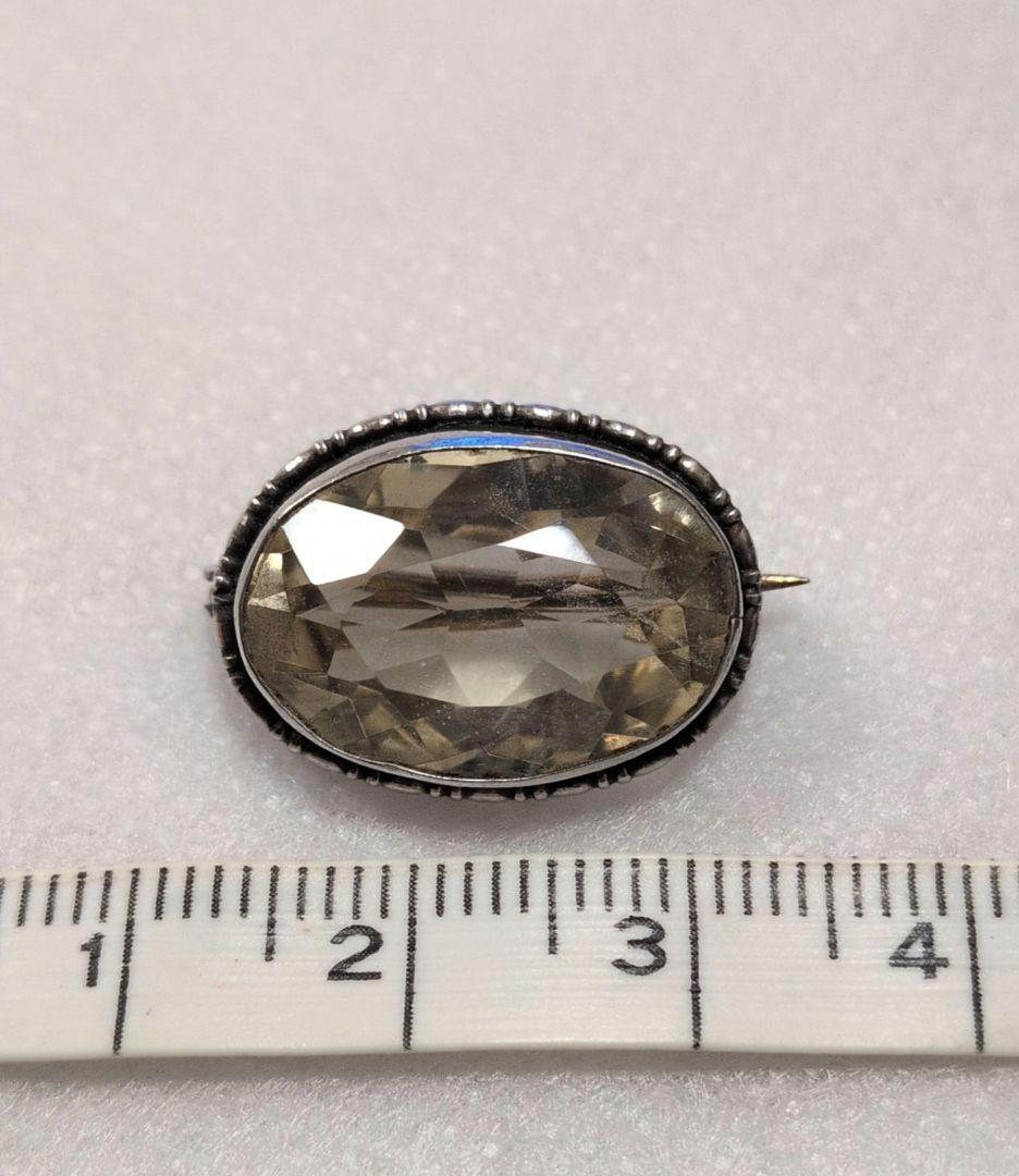 アンティーク　ヴィンテージ　シトリン　？　オーバル　一粒　ブローチ