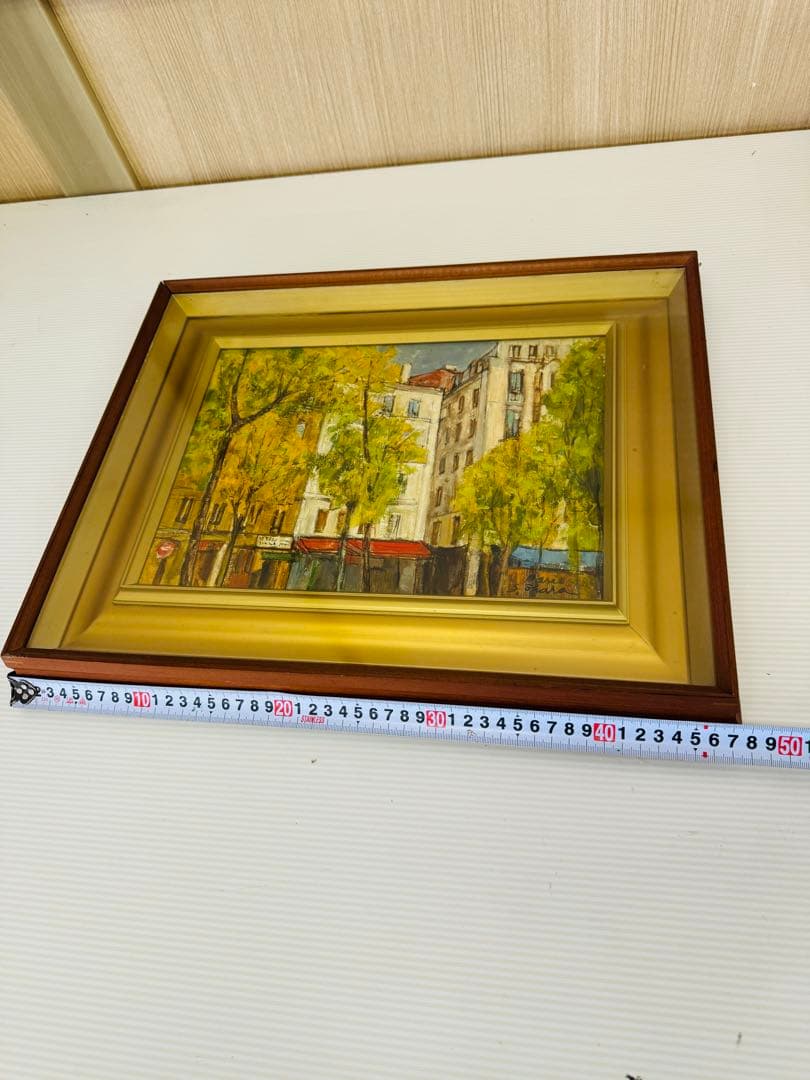 S.オカザ 風景画 油彩額縁