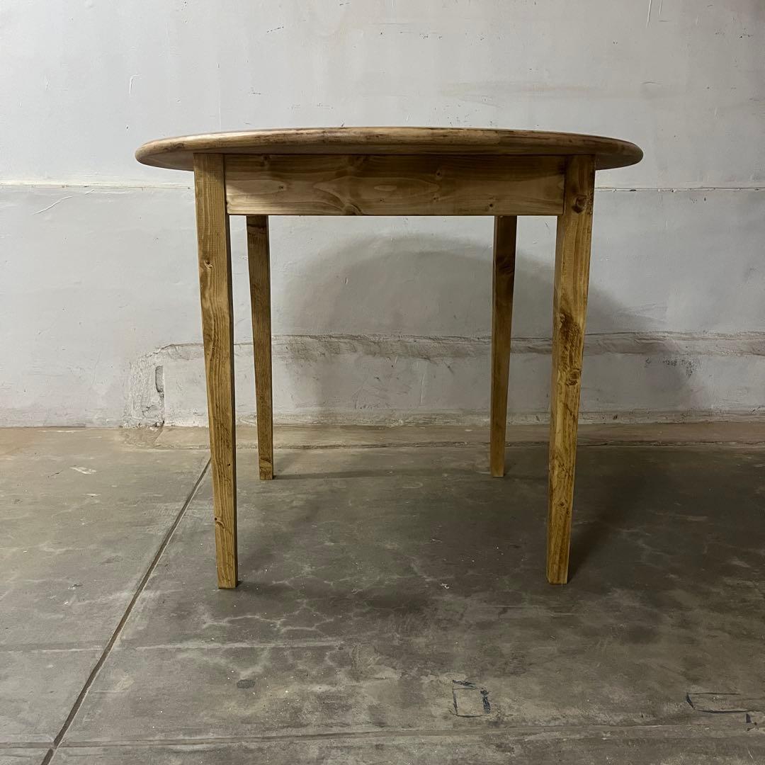 アンティーク　円形木製テーブル ナチュラルウッド