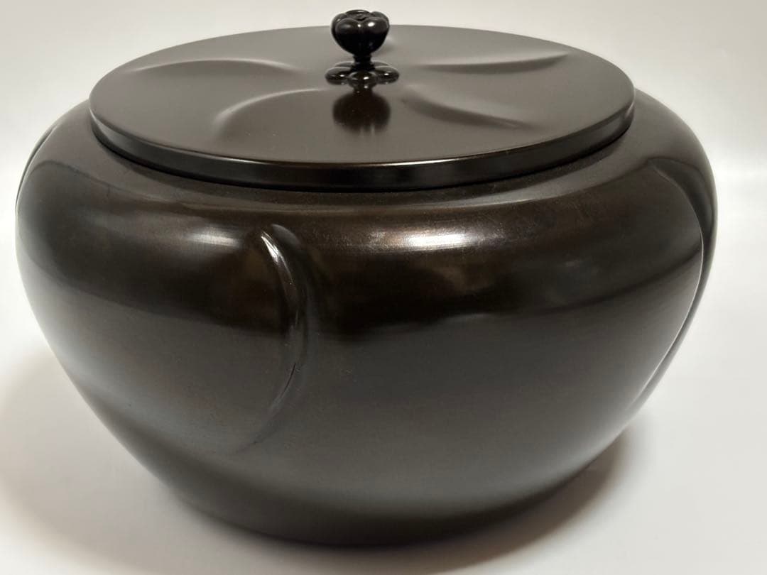 茶道具 銅製 ねじ梅水指 金谷陸雲 唐銅 砂張 水指 共箱