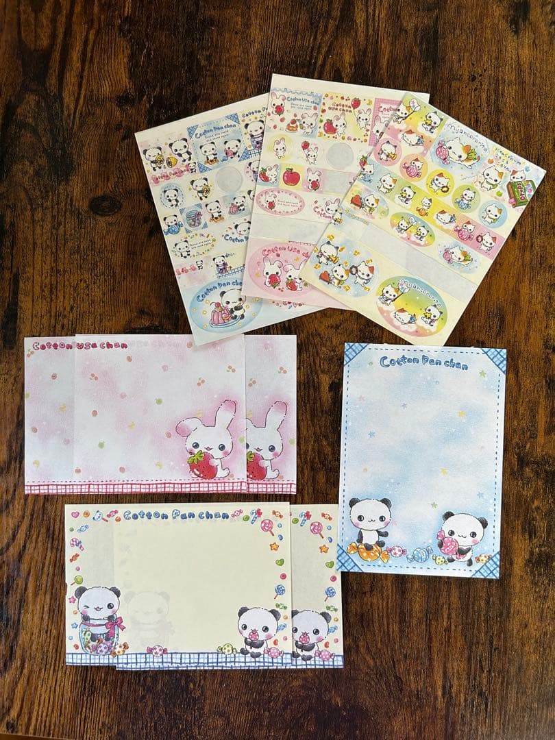 コットンぱんちゃん、うさちゃん、ニャンコロリン　シールとメモ用紙セット　バラメモ