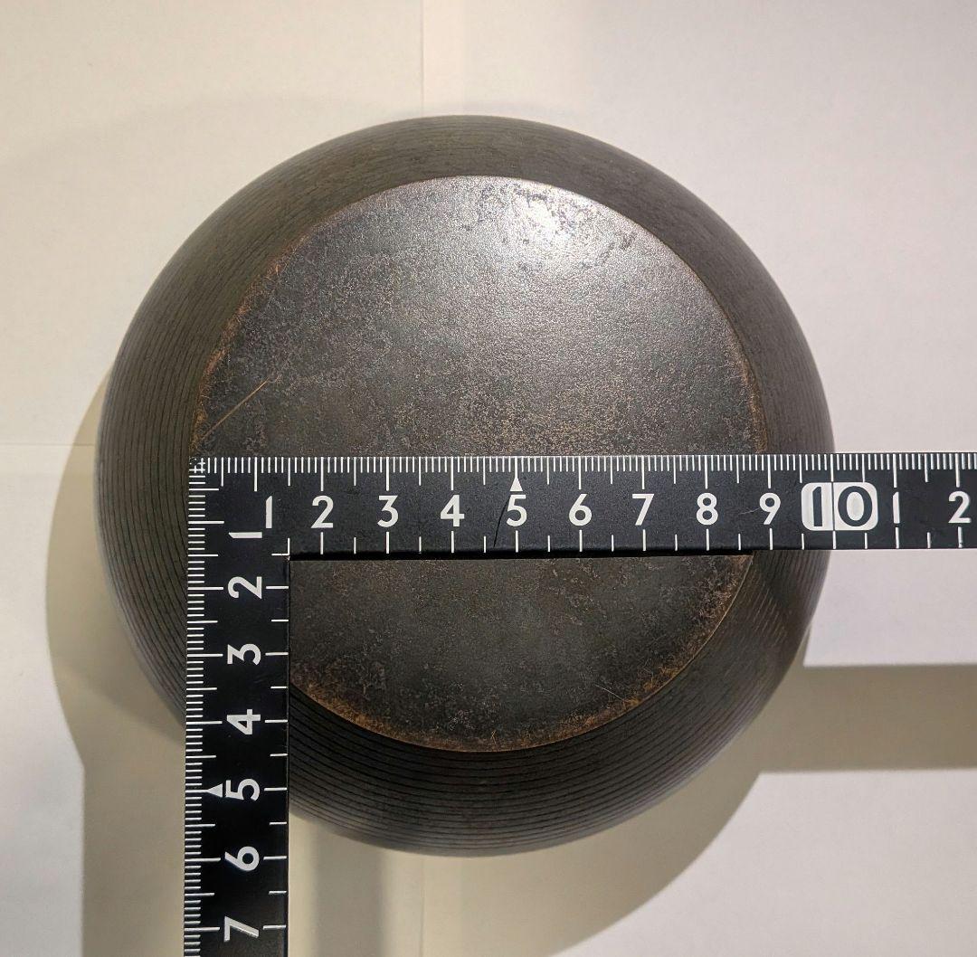 唐銅風炉師『福島宗秀』而妙斎好写　砂張筋建水　茶道具　共箱共布