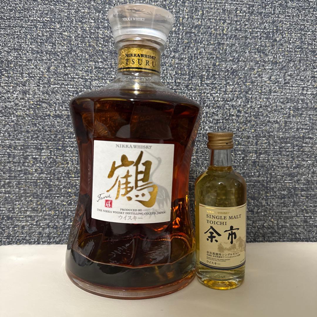 ニッカウヰスキー 鶴 サービスにシングルモルト余市50mlをお付けして