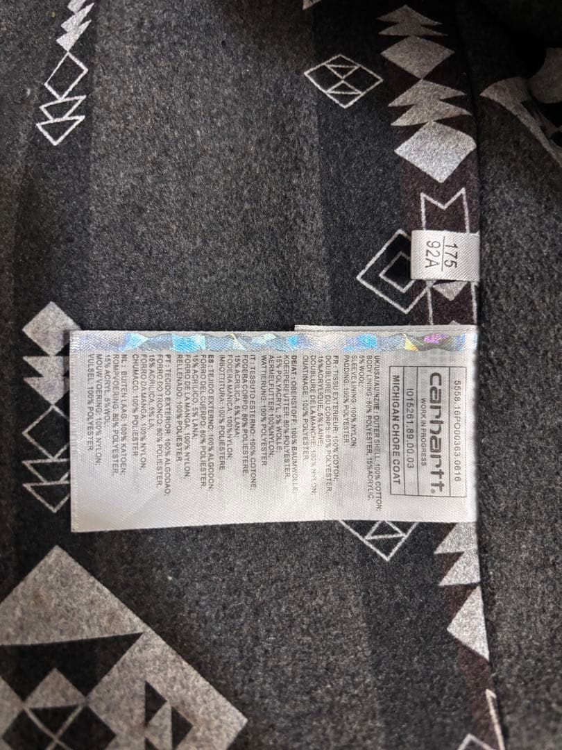 Carhartt 黒 ボタン付きジャケット