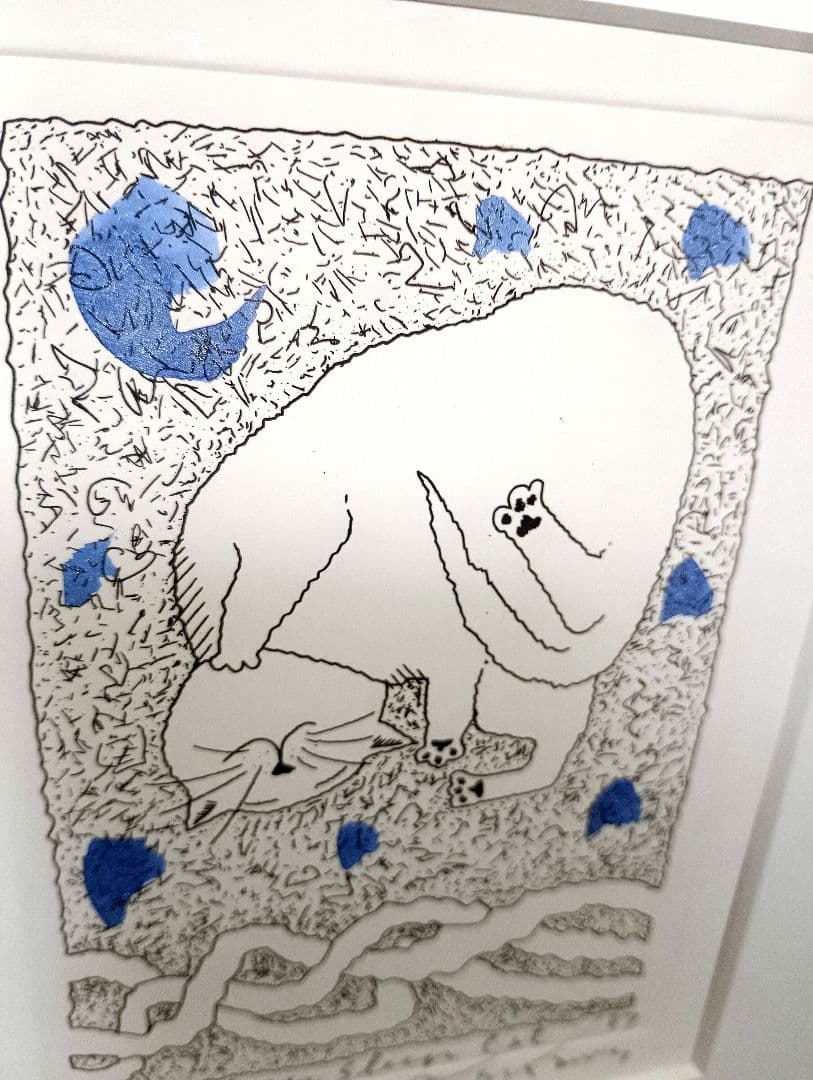 銅版画　ナメ川コーイチ　滑川公一　手彩色　直筆サイン　限定　イラストレーター　猫