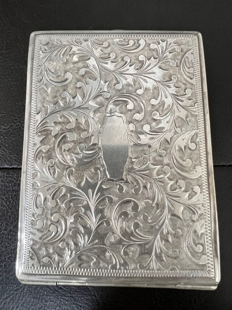 手彫り シルバー 950 純銀製 シガレットケー アンティーク