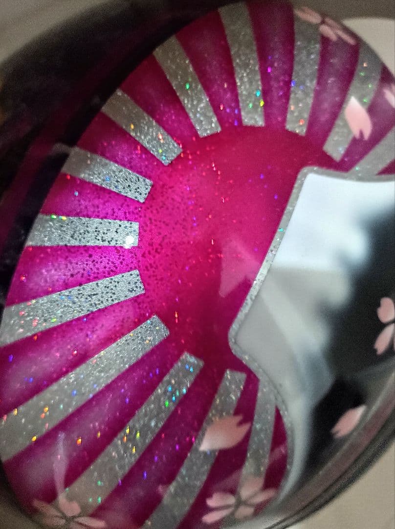 カスタムコルク半　黒ラップ✘Candyピンク富士日章　七色ラメ　文字変更無料