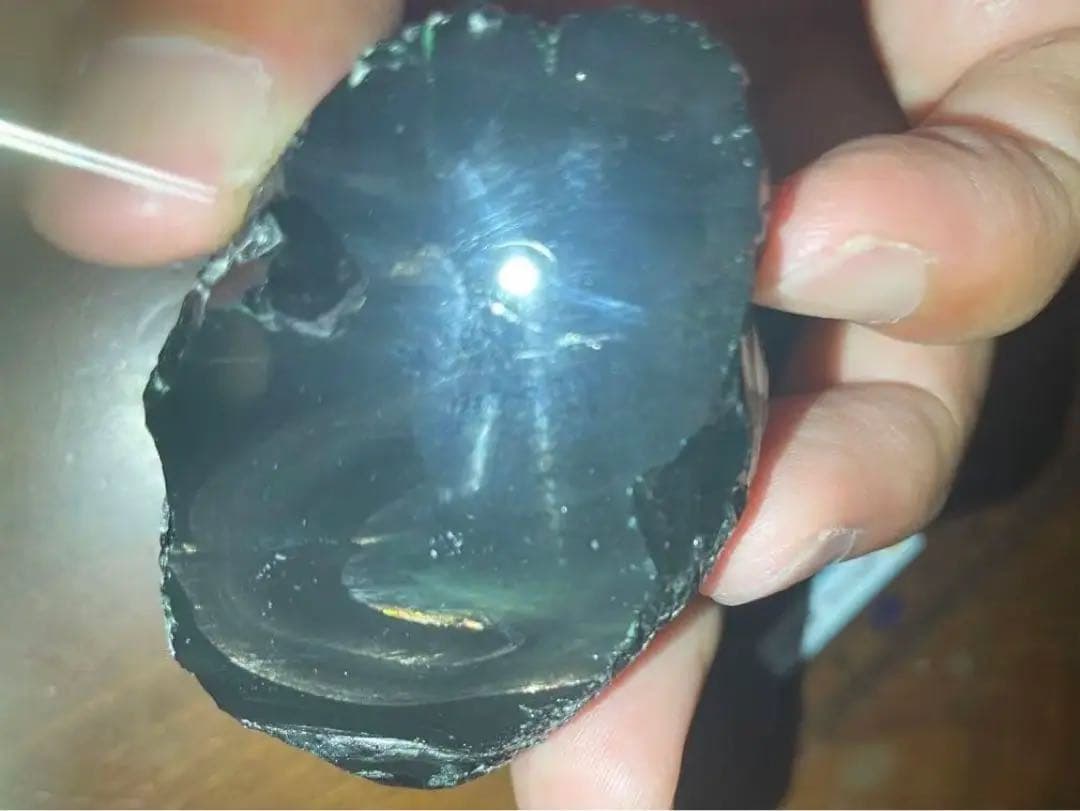 研磨品　十勝玲瓏特級品　両面磨き　ゴールデンレインボーオブシディアン