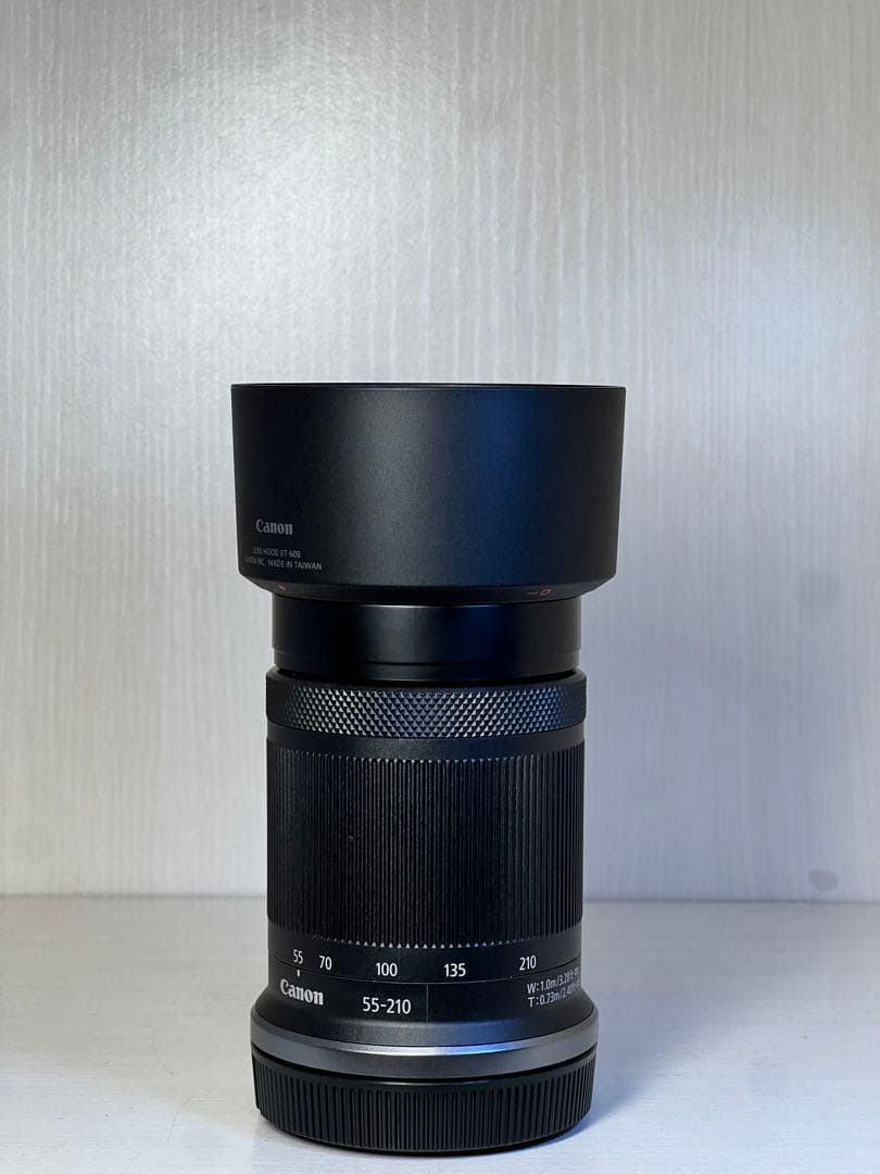 Canon rf-s 55-210mm ズームレンズ 黒 レンズフード付き