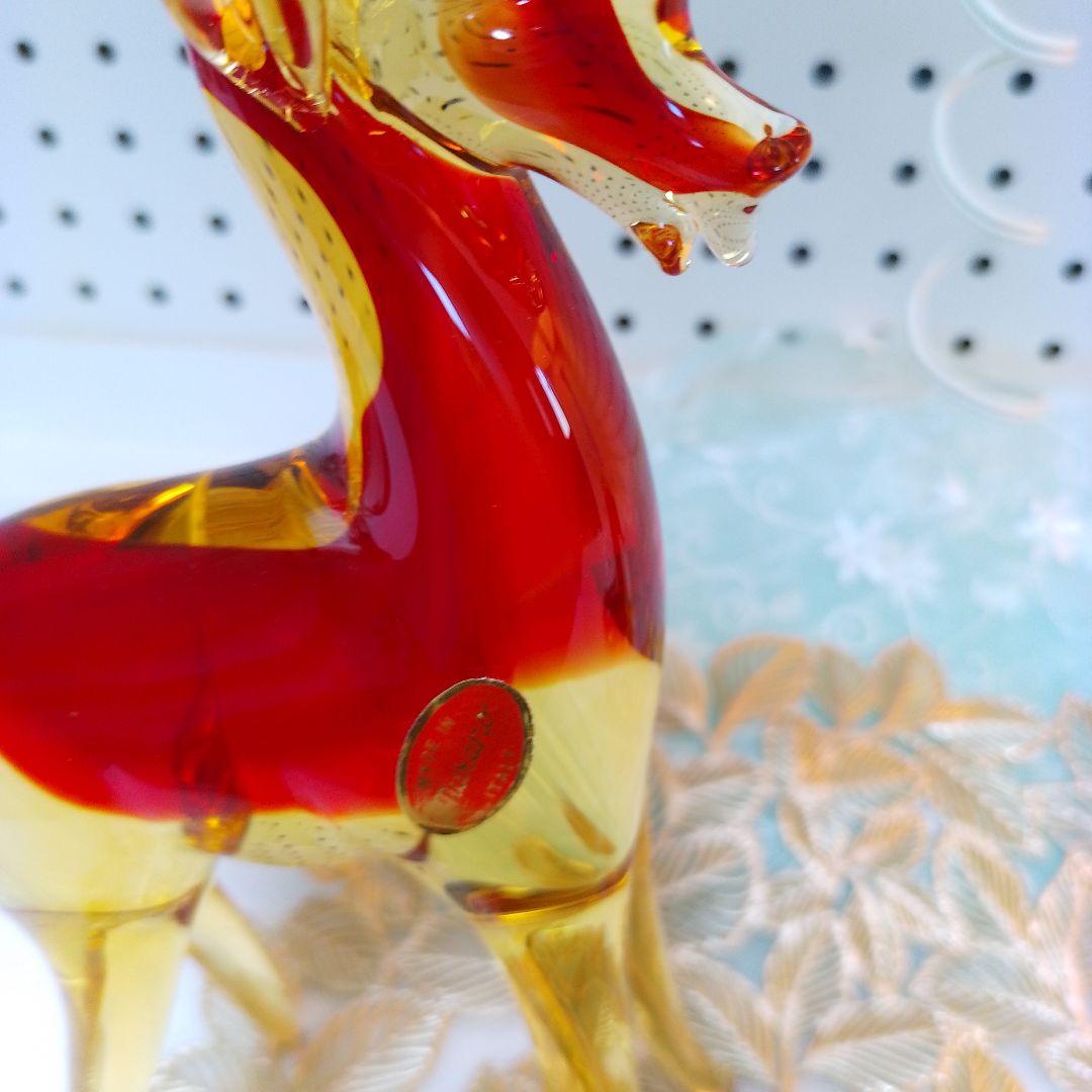 ムラーノベネチアンガラスお対 鹿の置物。