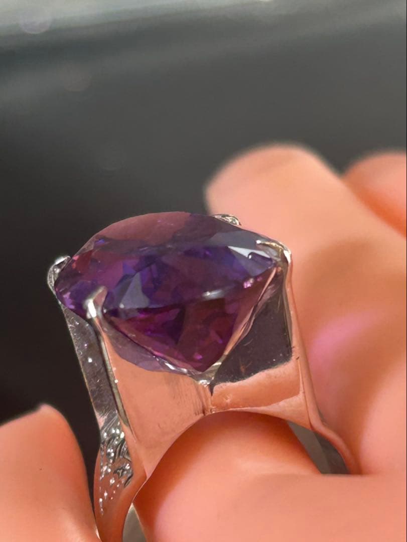 ぶ*ぶ様 天然石アメシスト特大リング16号限定サイズ