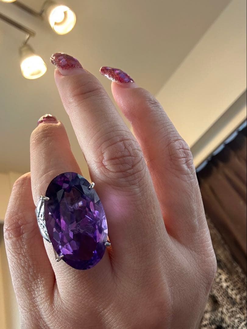 ぶ*ぶ様 天然石アメシスト特大リング16号限定サイズ