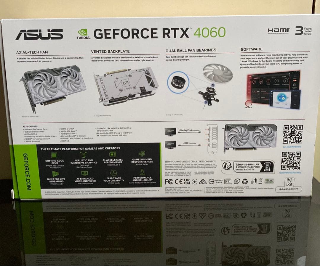 グラフィックボード・グラボ・ビデオカード ASUS DUAL-RTX4060-O8G-WHITE