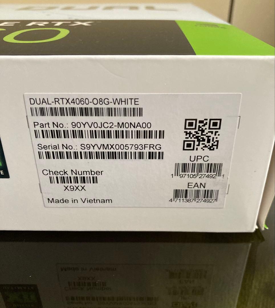 グラフィックボード・グラボ・ビデオカード ASUS DUAL-RTX4060-O8G-WHITE