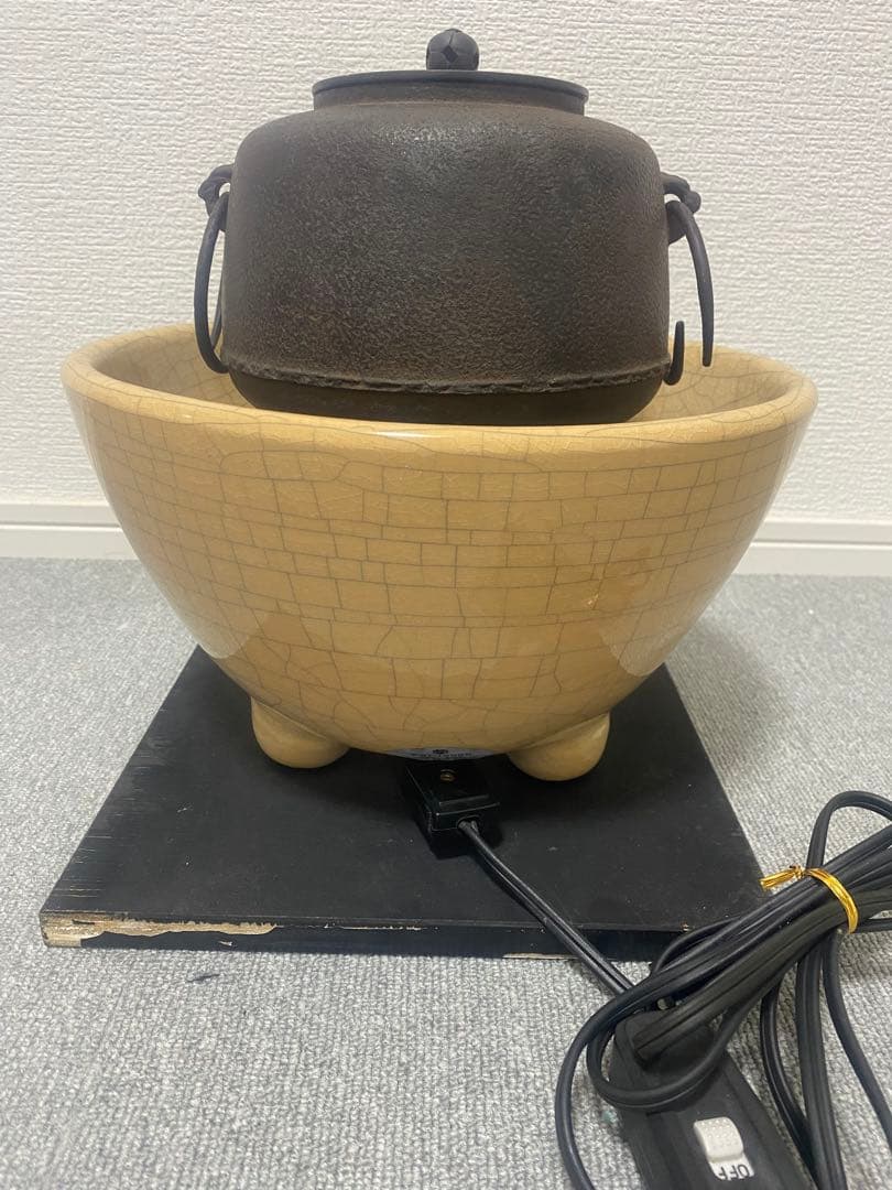 創巧野々田 風炉型電熱器とあじろ鉄 茶釜 セット