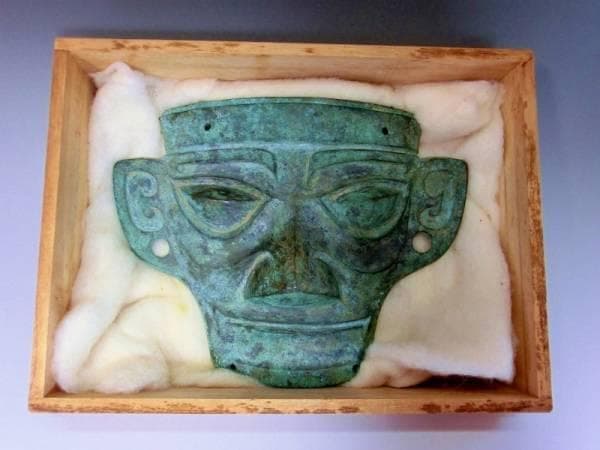 仮面■中国古代祭祀土坑出土 古青銅人顔面 発掘品 お面 超希少品 古玩 唐物■