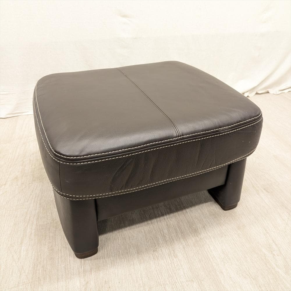 美品　カリモク　本革　オットマン　スツール　腰掛け　一人掛け　1P　足置き
