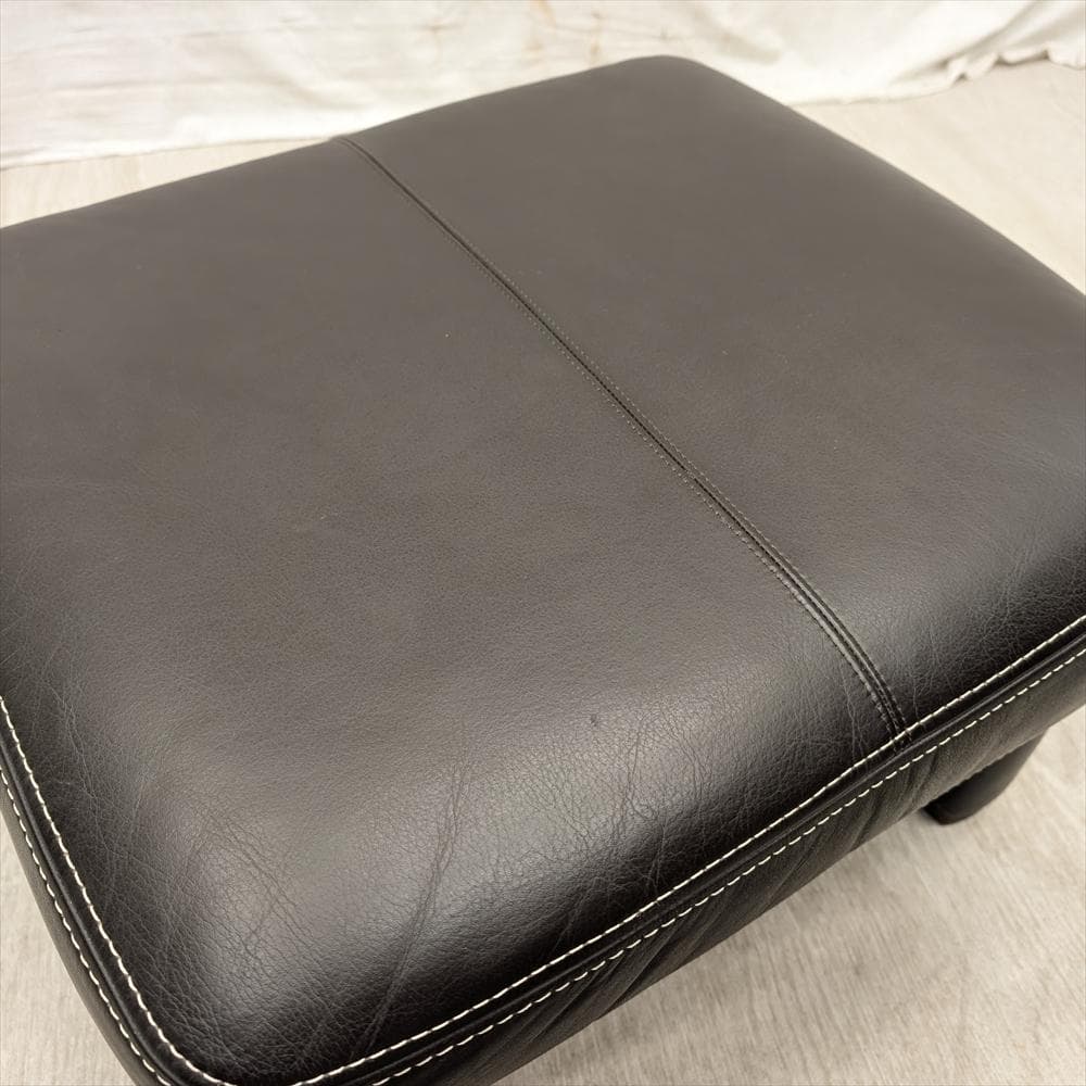 美品　カリモク　本革　オットマン　スツール　腰掛け　一人掛け　1P　足置き