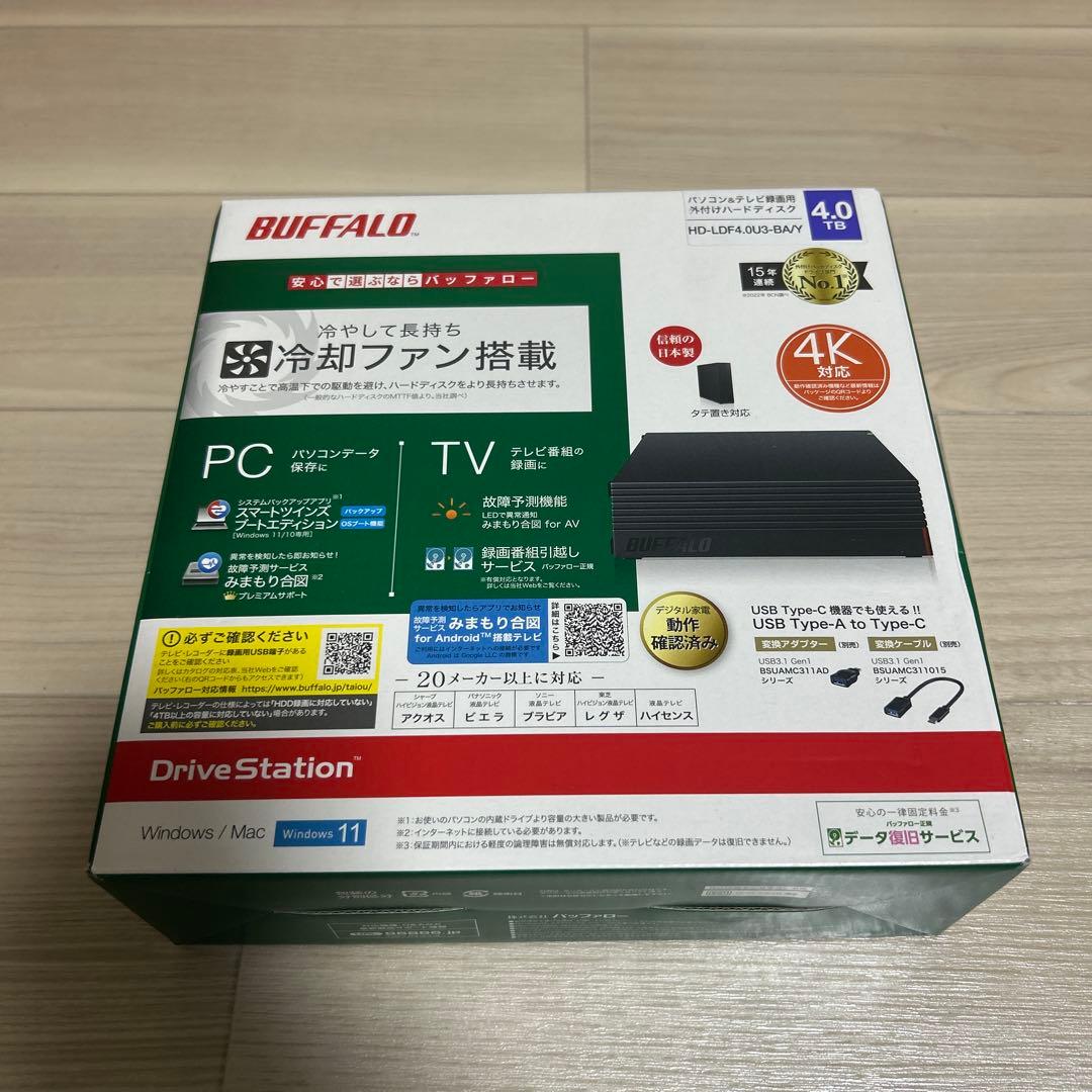 バファロー　4.0TB HDD HD-LDF4.0U3-BA/Y ハードディスク