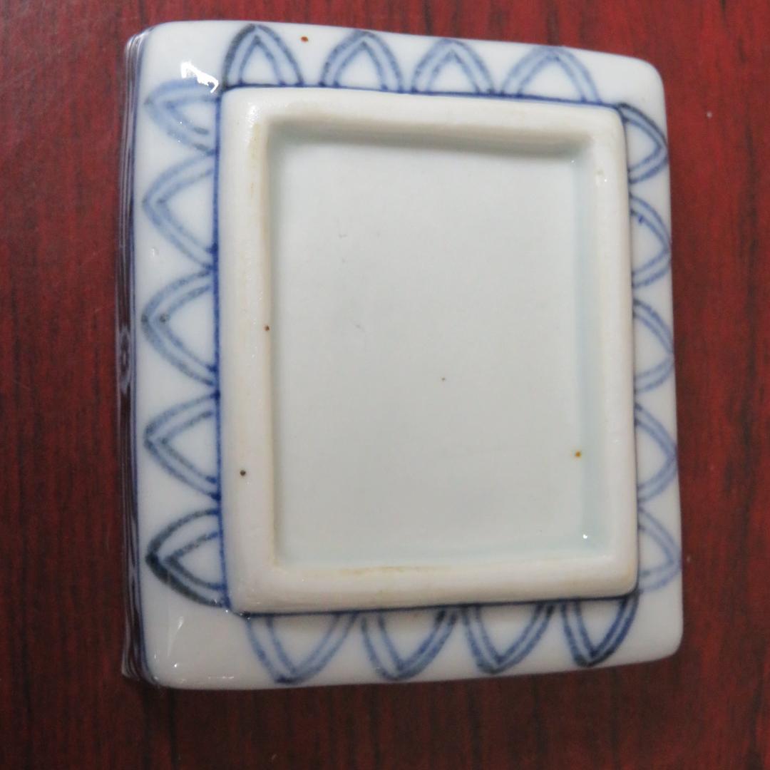 小皿 5枚 角皿 醤油皿 人物 染付