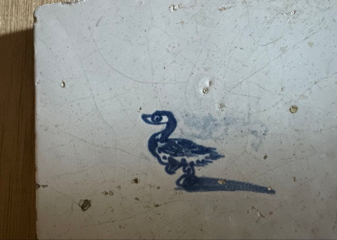 17世紀　オランダ　鳥のデリフトタイル　/ 古道具　アンティーク　工芸