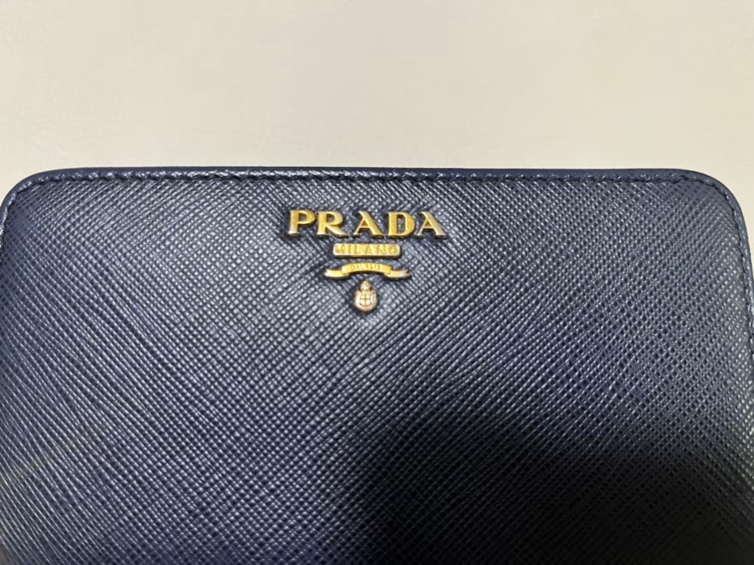 プラダ PRADA サフィアーノ メタル 二つ折り財布 1ML225 ネイビー