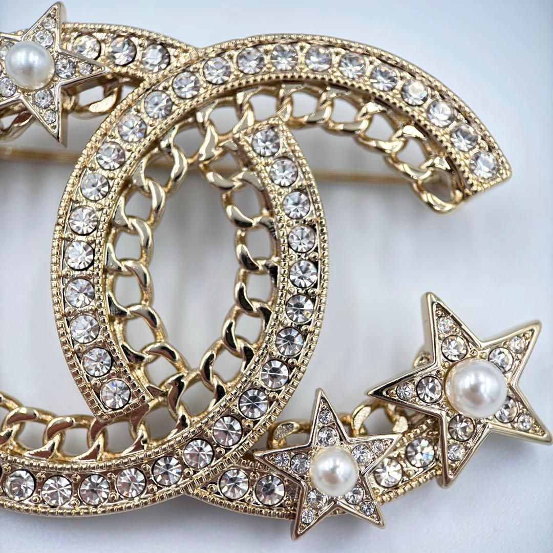 【極美品】シャネル CHANEL ブローチ ココマーク パール ラインストーン