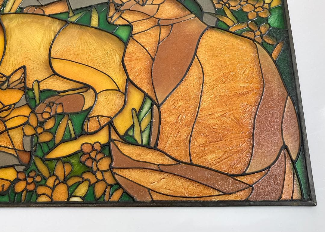 2001年 大判 ティファニー キャット ジョン・ベーカー ステンドグラス 猫