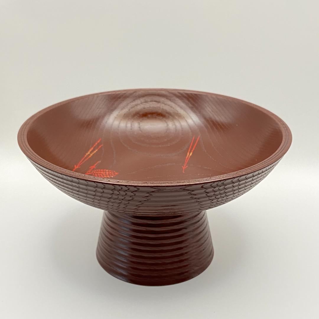 高杯 松葉松の子蒔絵 碌々斎好　吉田華正　共箱入　茶道具　菓子器　漆器