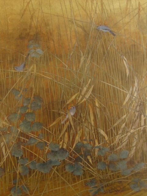 梅津道雄、【枯れ葦】、希少な額装用画集より、新品額装付、状態良好