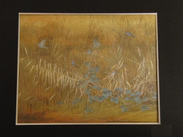 梅津道雄、【枯れ葦】、希少な額装用画集より、新品額装付、状態良好