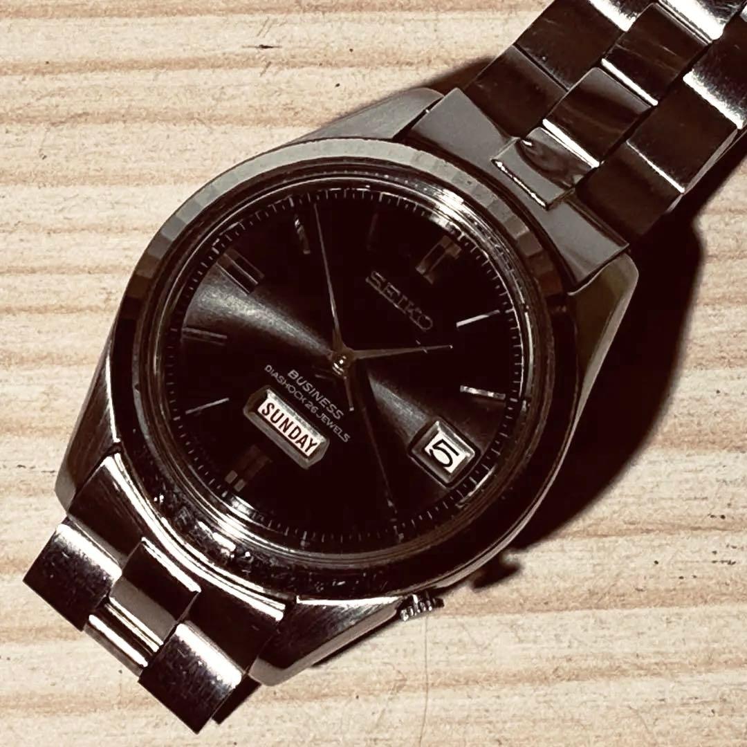 美品希少セイコーマチック1967年オリジナルブラックダイヤル&ステンレスベルト