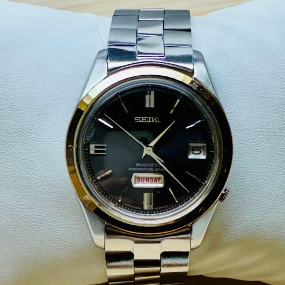 美品希少セイコーマチック1967年オリジナルブラックダイヤル&ステンレスベルト