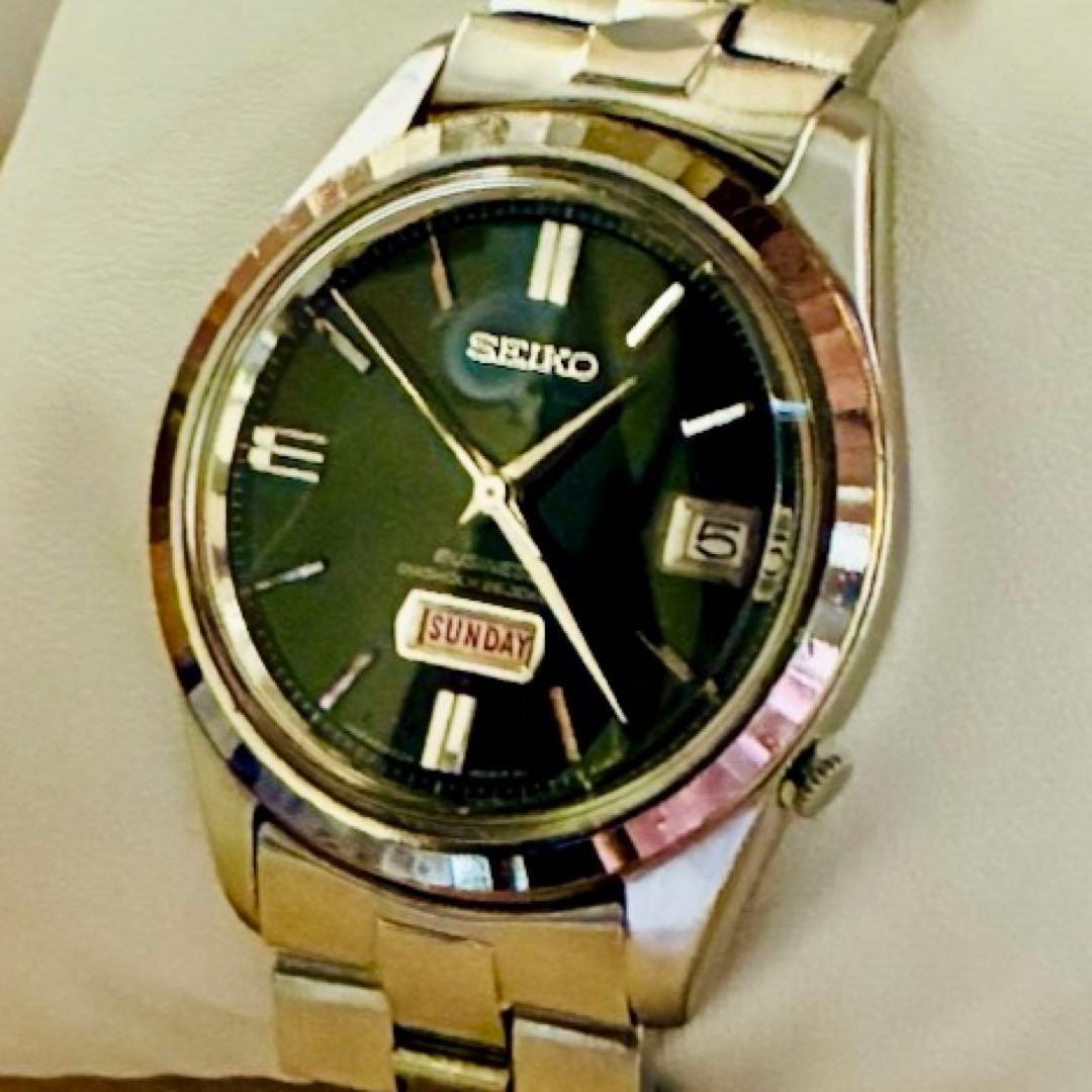 美品希少セイコーマチック1967年オリジナルブラックダイヤル&ステンレスベルト