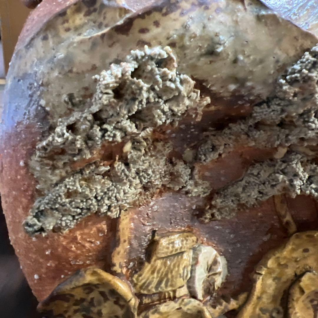 【共箱・説明文付き】信楽焼 花入 仙山窯 素朴で力強い風景の装飾 高さ22.5