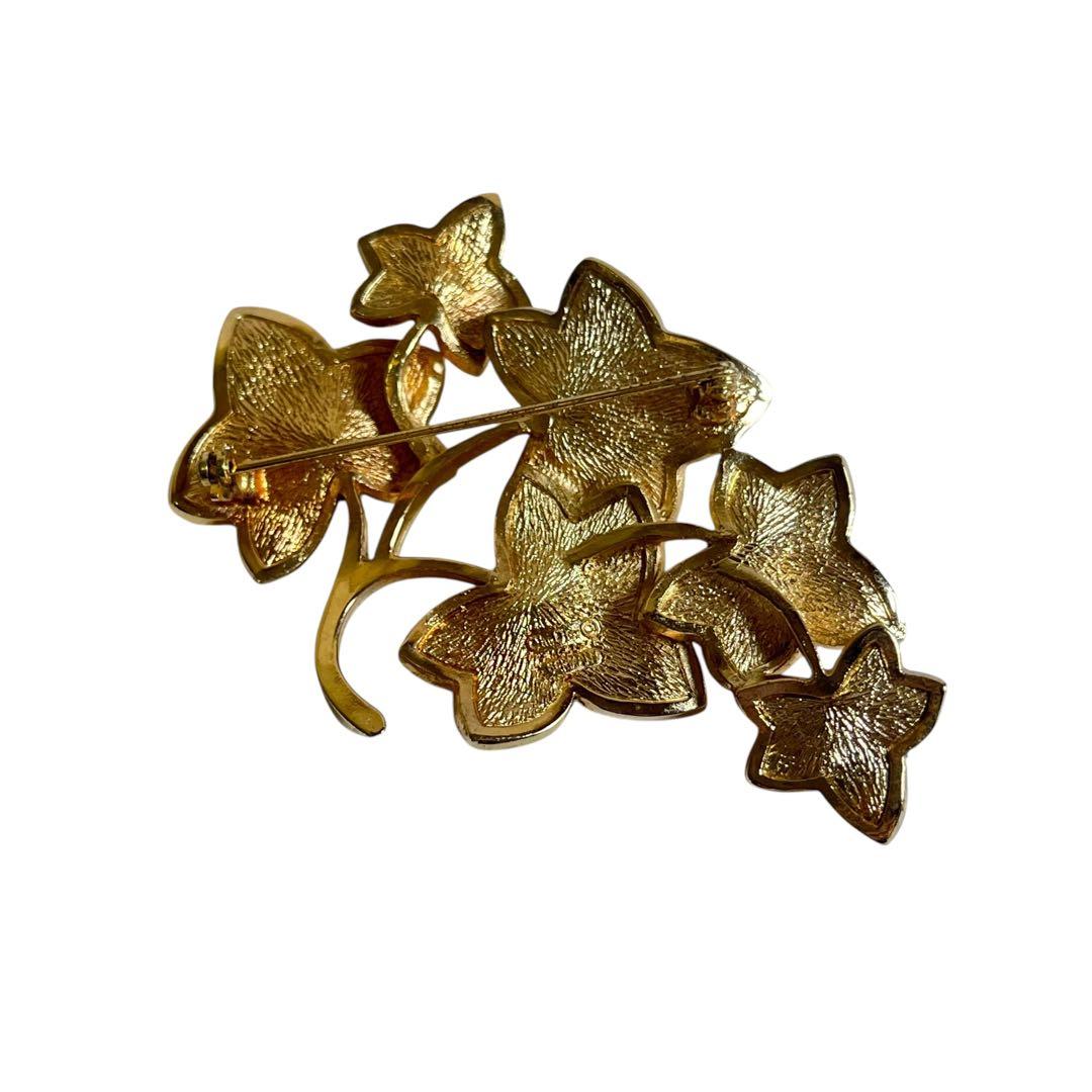 【極希少】ディオール　ヴィンテージ　ドイツ製　ブローチ　リーフ　コサージュ