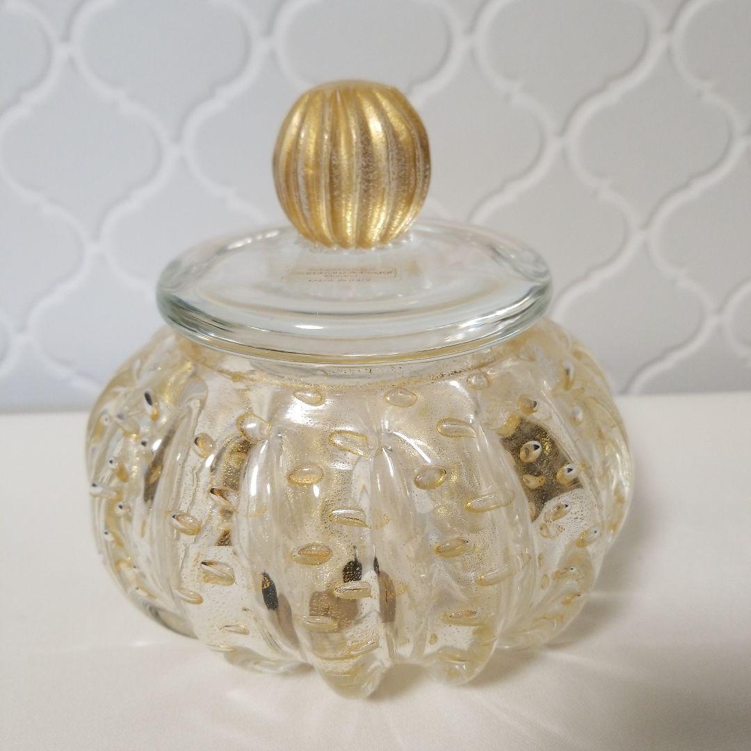 ベネチアンガラスムラノ島ゴールド入りキャンティ入れ