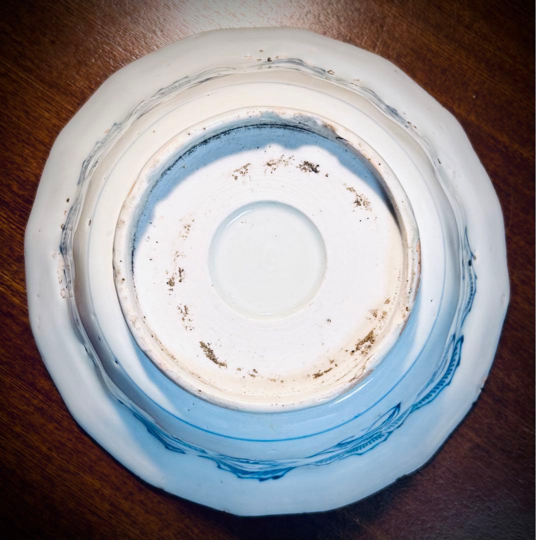 江戸期　古染付芙蓉手　間取山水　深鉢